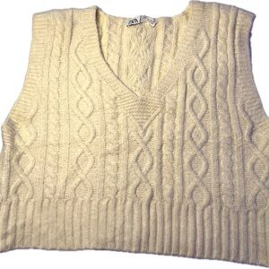 Zara Ivory Cable Knit Vest